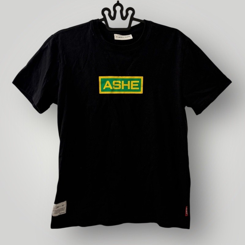 Arthur Ashe T-Shirt Men’s Small Black Logo Graphic Made In Portugal Cotton Tee S