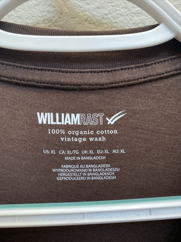 NEW William Rast Men's XL Brown Vintage Wash Short Sleeve Crew Neck T-Shirt NWT gallery