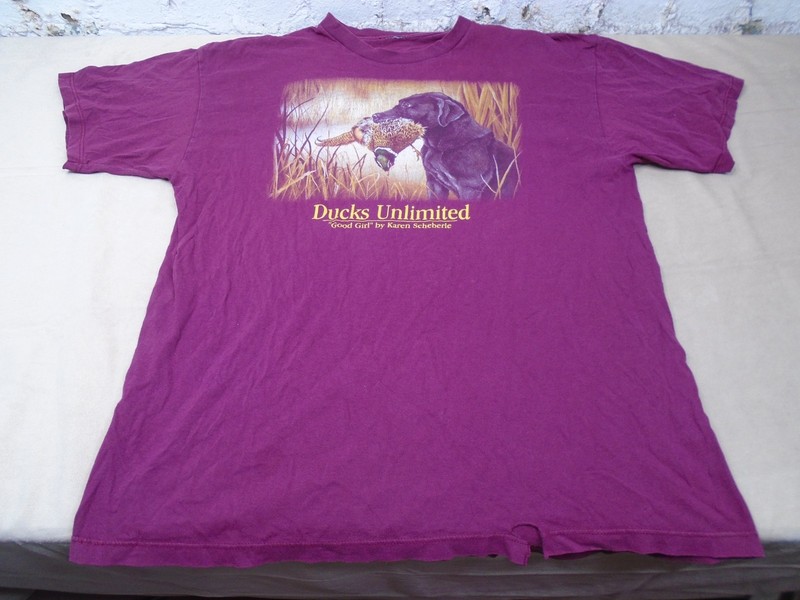 Vintage Ducks Unlimited T Shirt Sz L Black Lab Duck Graphic Hunting USA Made