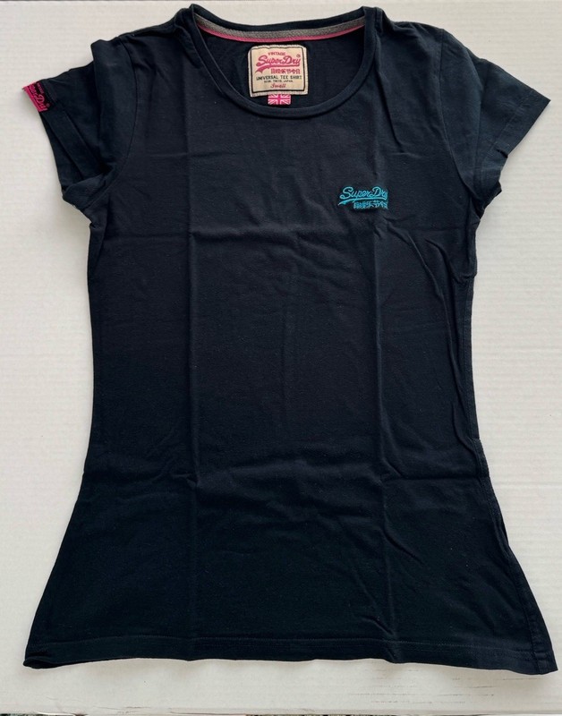 Superdry Pink Label Vintage Navy Blue Cotton T-Shirt Crew Neck Size Small gallery