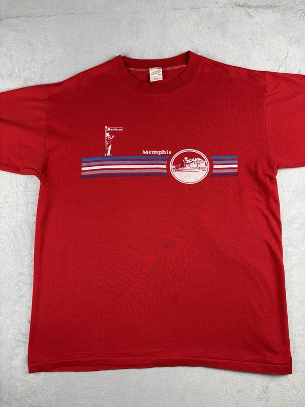 Vintage 70s 80s Beale St. Memphis Graphic T-shirt Single Stitch USA Made Size L