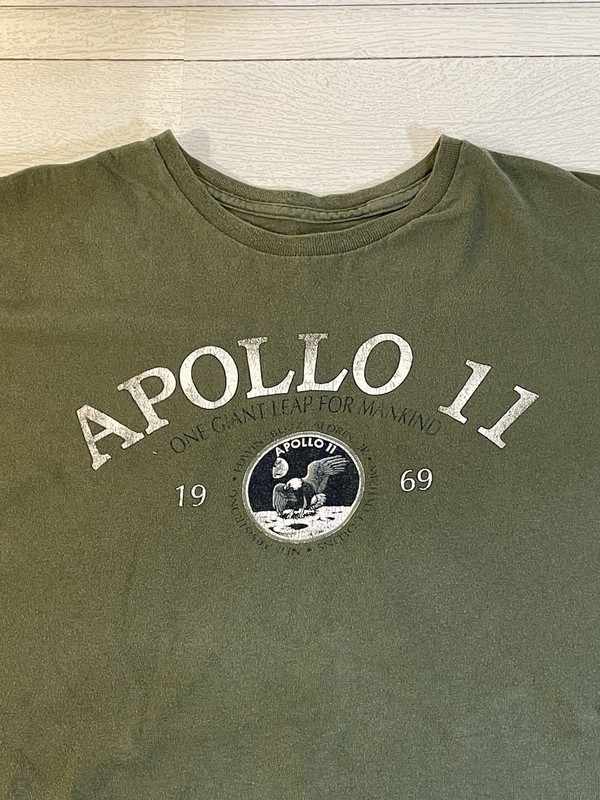 Apollo 11 Moon Mission 1969 Men’s Large Olive Green T-Shirt Astronauts