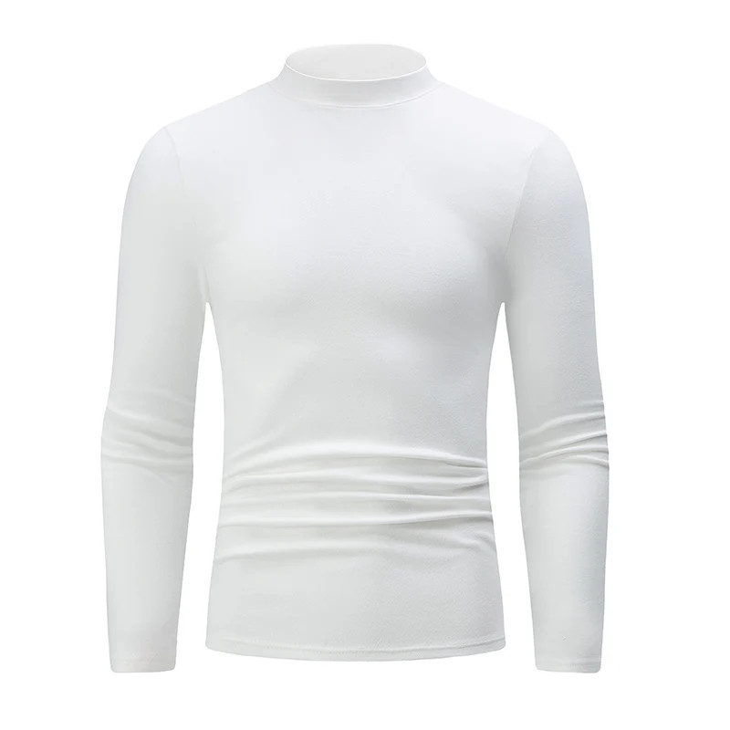 Men Long Sleeve Slim Fit Stretch T-shirt Mock Neck Turtleneck Pullover Tops gallery