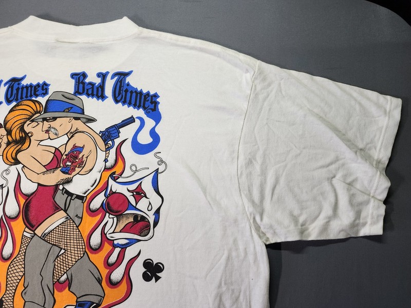 Vntg Low Rider Shirt Mens XL White 90s Mexico Chicano Jokers Wild Aztlan Homies gallery