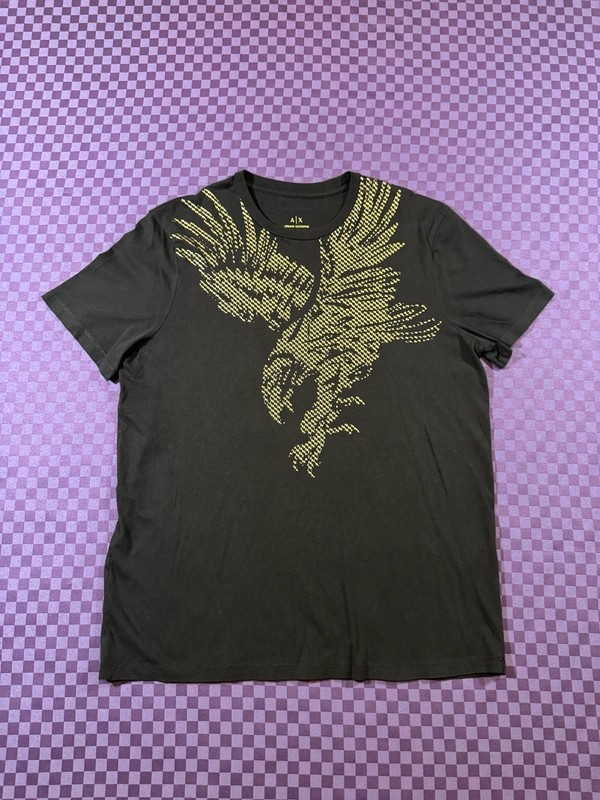 XL Armani Exchange Graphic Print Men’s V-Neck T-Shirt Black Gold