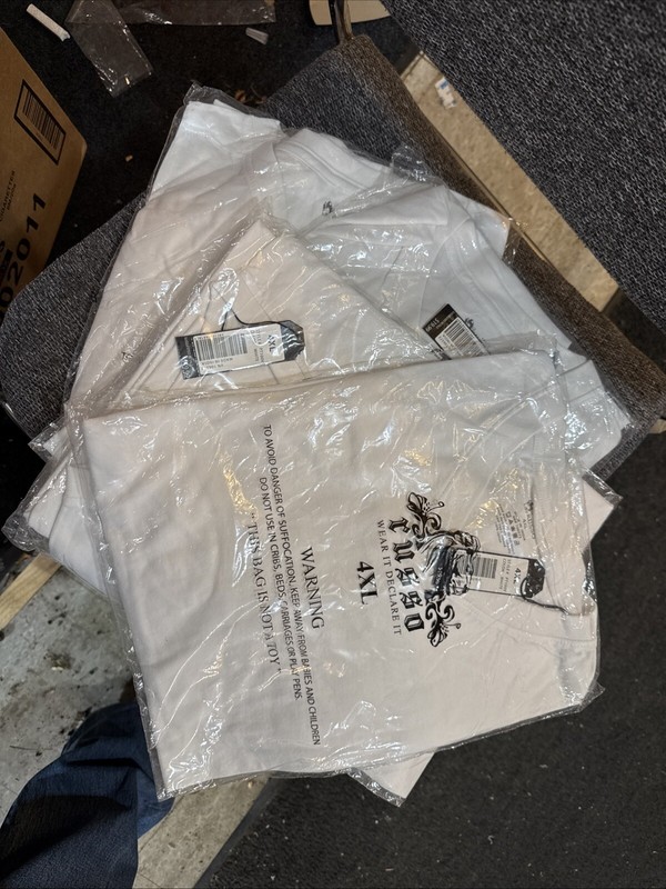 4 Pieces 4xL White V-neck, Good Quality Individually Wrapped gallery