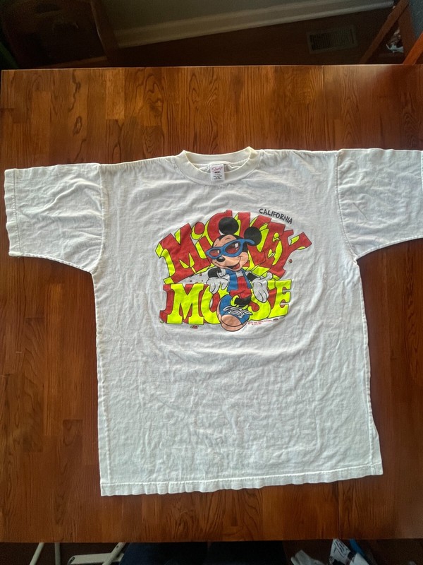 Vintage Disney California Mickey Mouse T-Shirt, White Double Stitched XL