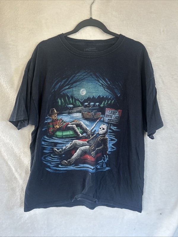 Jason-Voorhees Freddy-Kreuger Nightmare-On-Elm-Street Shirt XL Black Tee