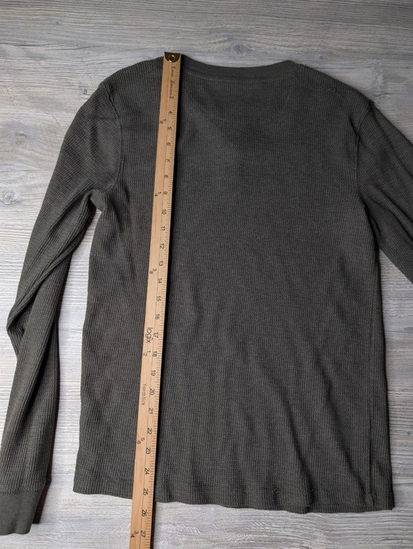 SONOMA Shirt Men's Size S green long Sleeve Micro Waffle Round Henley gallery