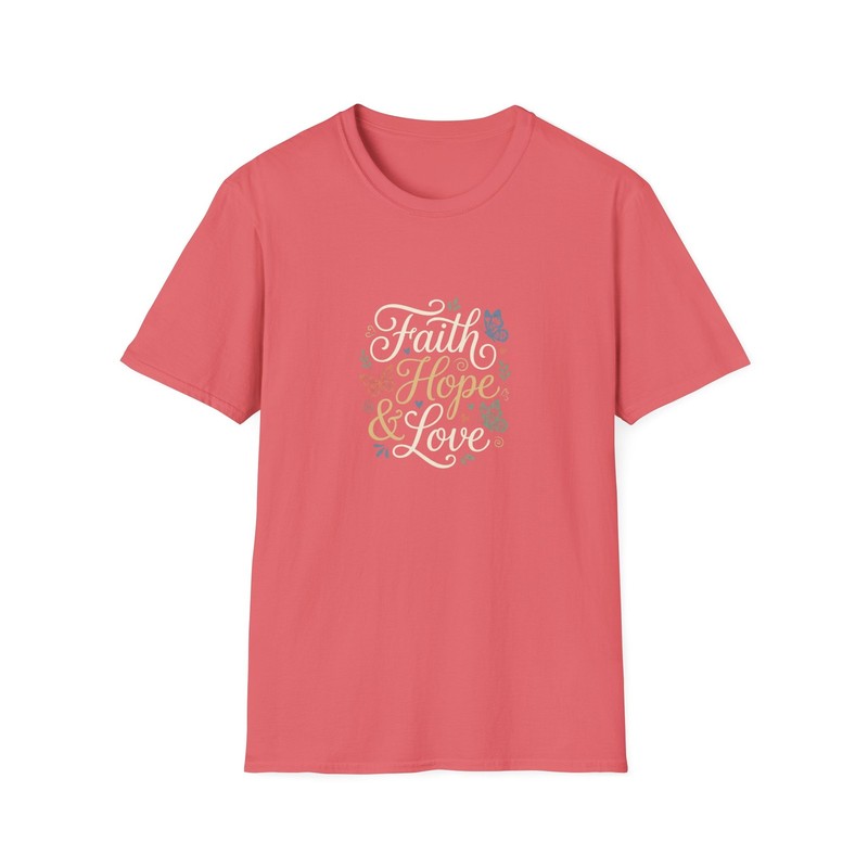 Faith Hope Love & Butterflies T-Shirt | Floral Script, Pastel Garden Design