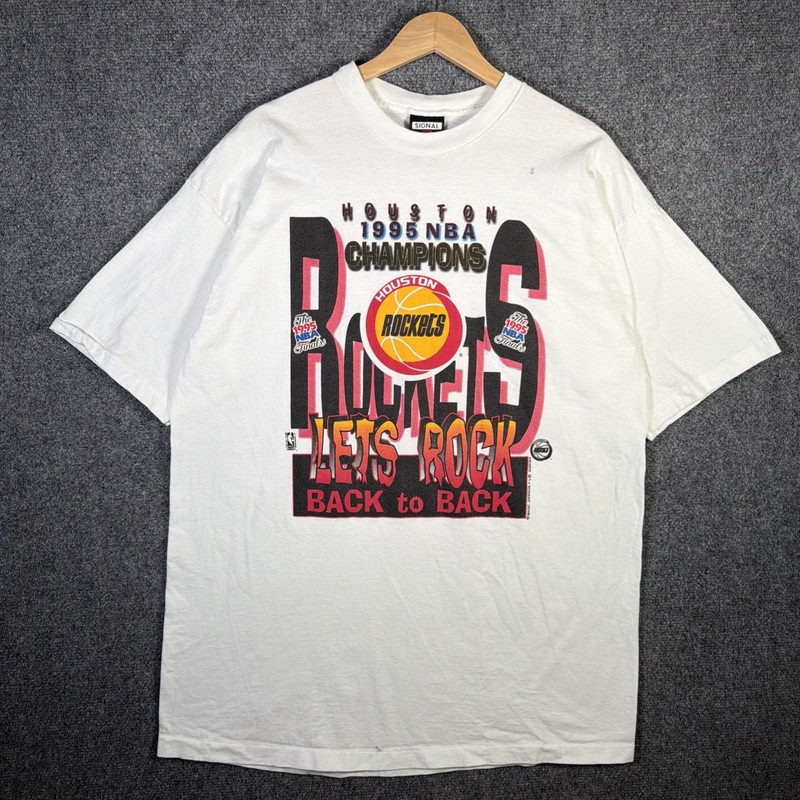 Vintage Houston Rockets Shirt Mens XL White 90s Starter 1995 NBA Basketball USA