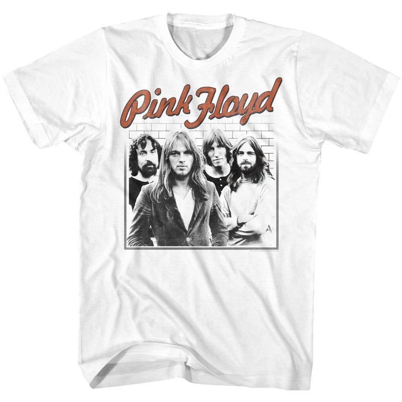 Pink Floyd Band Photo White Music Graphic Tee Mens Vintage Cotton