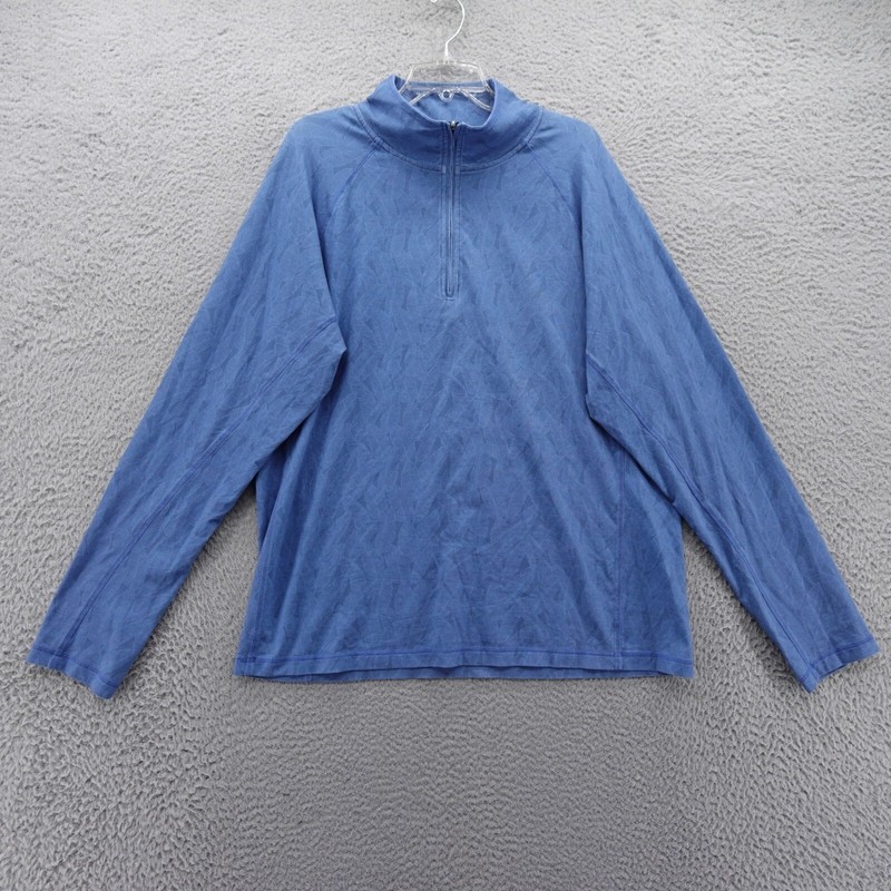 Henri Costa 1/4 Zip Pullover Shirt XL Blue Mens Coastal Lightweight Long Sleeve