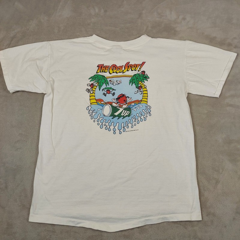 Vintage National Shirt Mens Large Tee 7Up Promo Cool Spot 1991 Single Stitch USA gallery