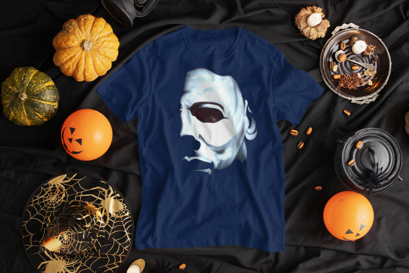 Michael Myers Mask Halloween T-Shirt Big and Tall or Small Graphic Pro Club Tee