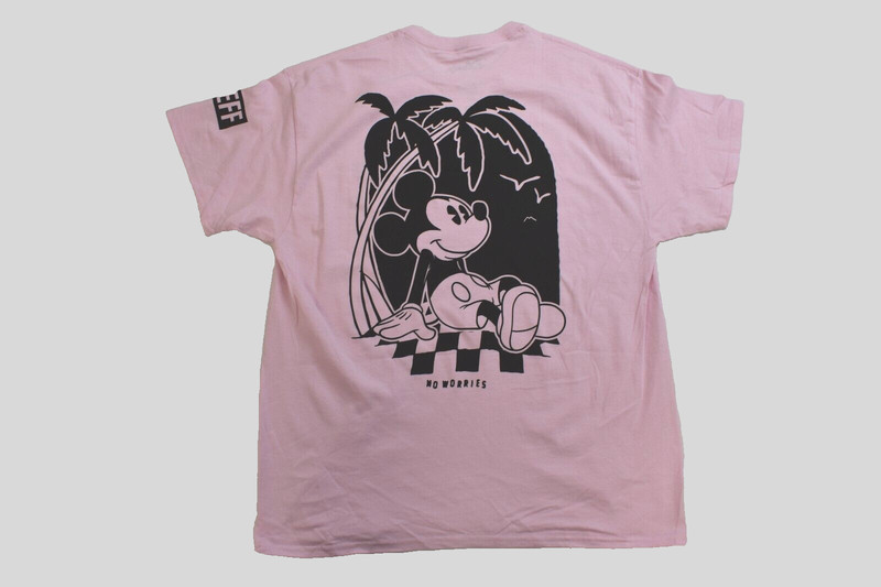 Neff x Disney Mens Mickey Mouse No Worries Double Sided Pink Shirt New S-XL gallery