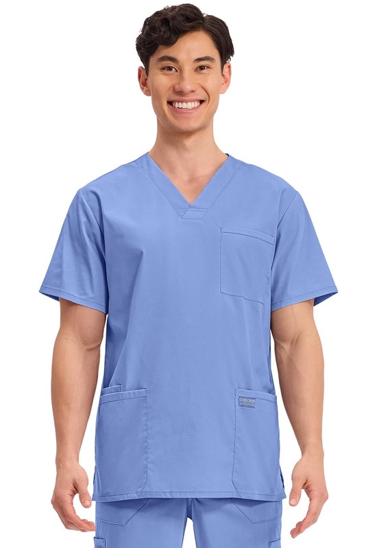 Men’s V-Neck Top Traditional fit with 4 Pockets, Ultra Soft, Durable, Fade Re…
