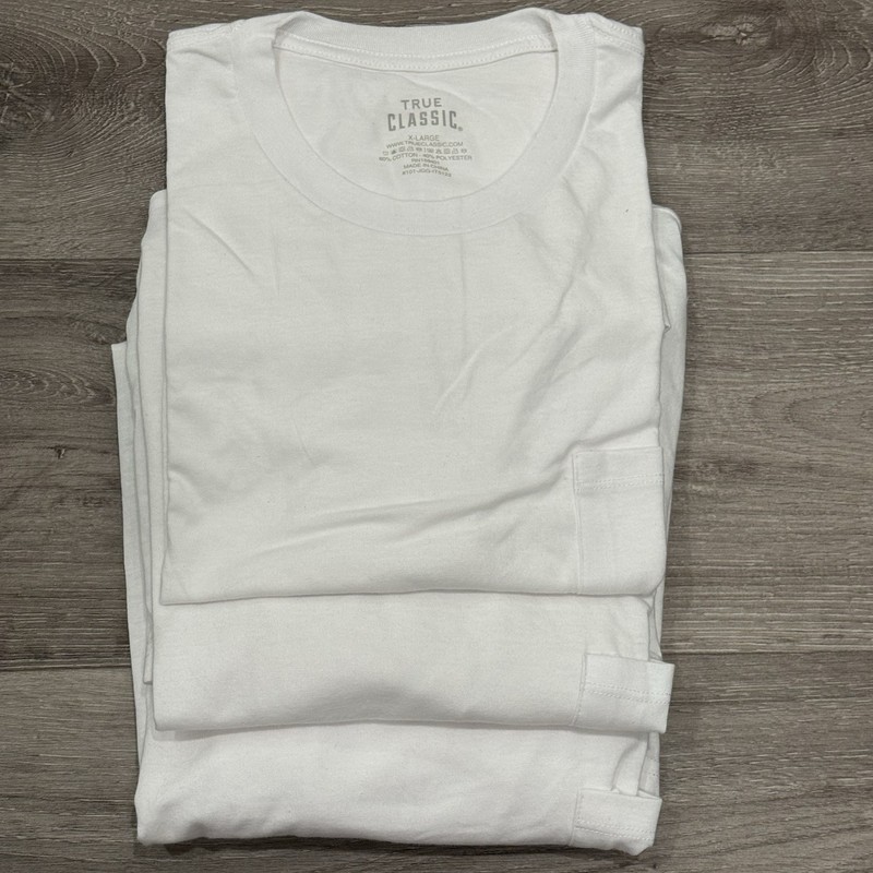 True Classic Mens Short Sleeve Shirt Longer Length Lightweight Cotton White (3)