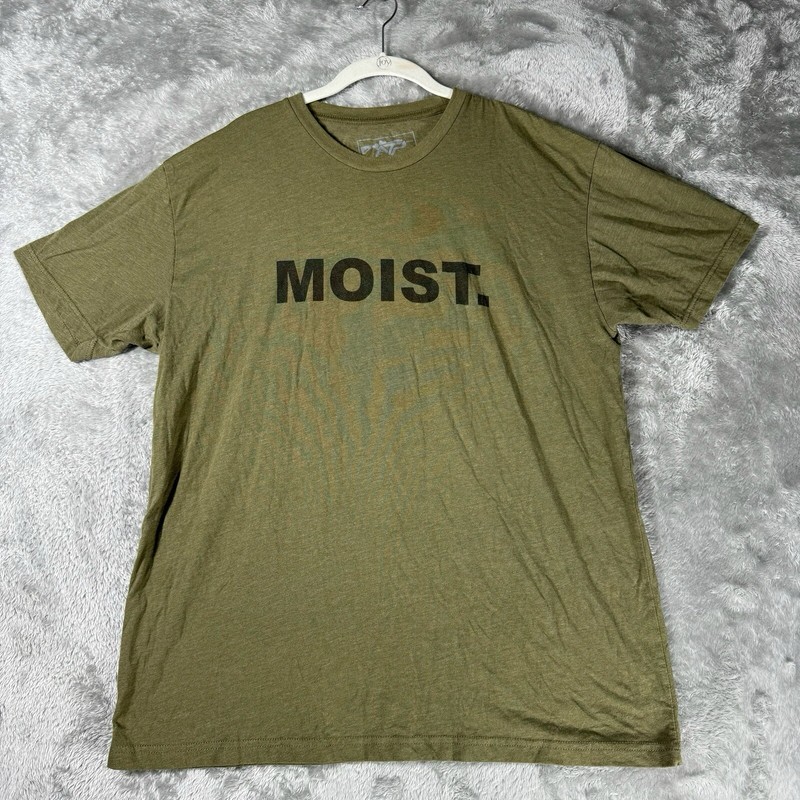 Moist Graphic T Shirt Mens XL Funny Meme Humor Tee Olive Green Casual Streetwear