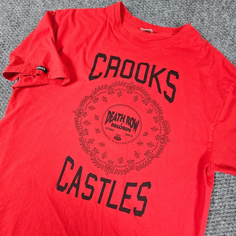 Crooks & Castles x Death Row Records Red Graphic T-Shirt Mens XL Bandana Logo