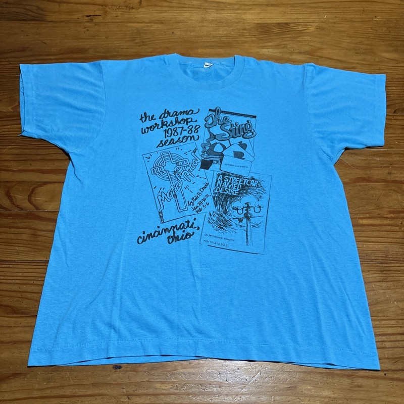 Vintage 80s Drama Workshop Cincinnati Theatre Art Single Stitch Shirt Playbill L