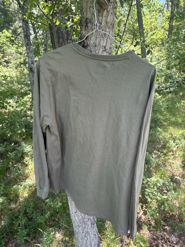 Wrangler Workwear Mens L Tan Heavyweight Long Sleeve Pocket Tee Shirt gallery