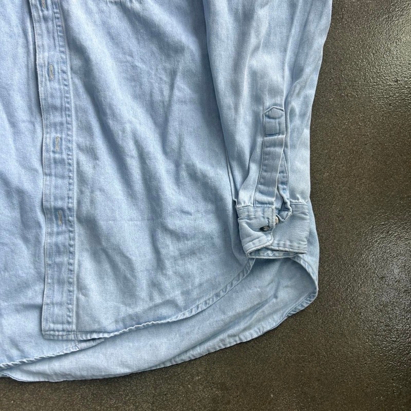 Vintage 90s Pittsburgh Theater Blue Denim Large Button Up Jean Shirt gallery