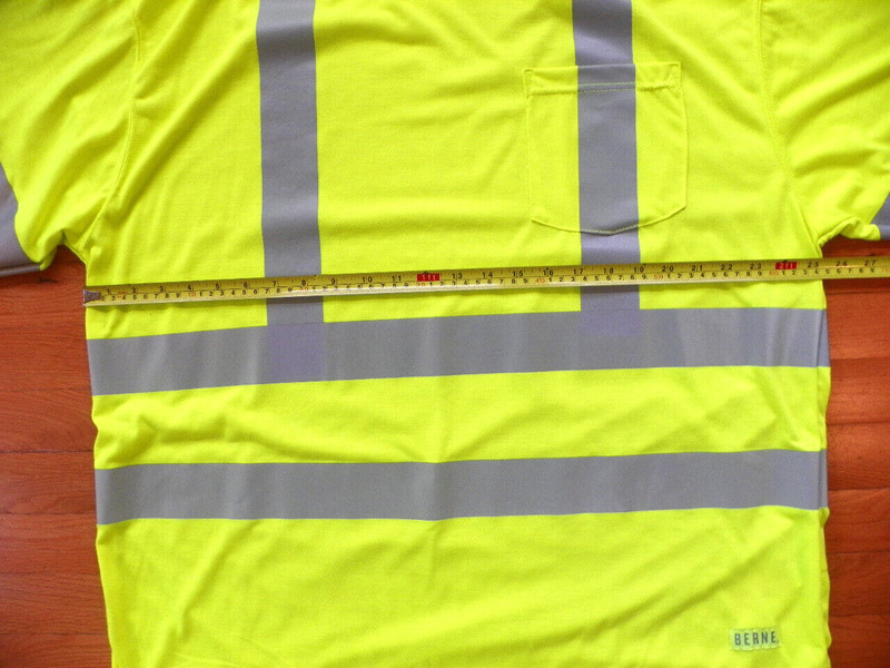 NWOT BERNE Safety Shirt Class 3 Level 2 Neon Yellow Reflective Stripe 2X gallery