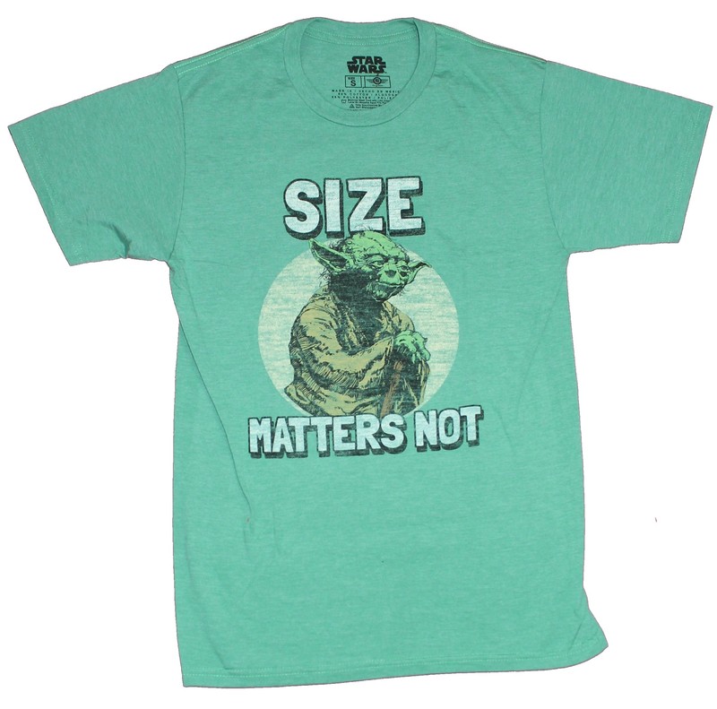 Star Wars Adult New T-Shirt – Yoda Size Matters Not Circle Pic