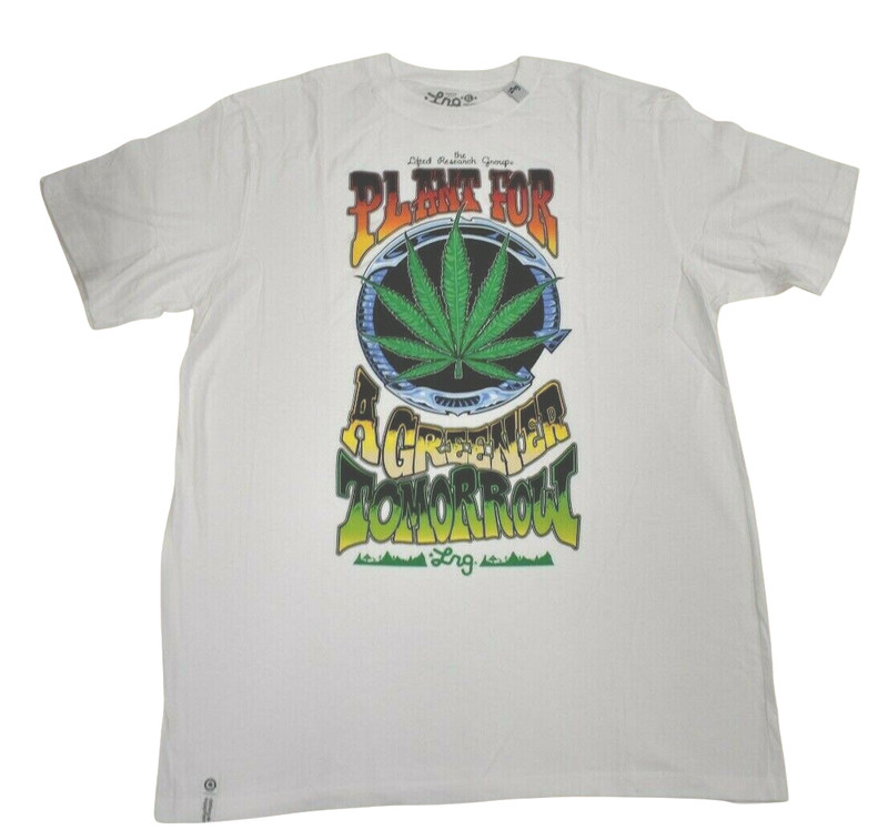 Lifted Research Group LRG Mens Plant For A Greener Tomorrow Weed White Shirt NWT gallery