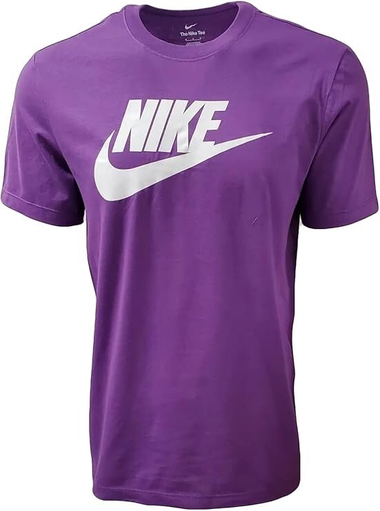 Nike Men’s Icon Futura Sportwear Gym Performance White Swoosh Purple Shirt