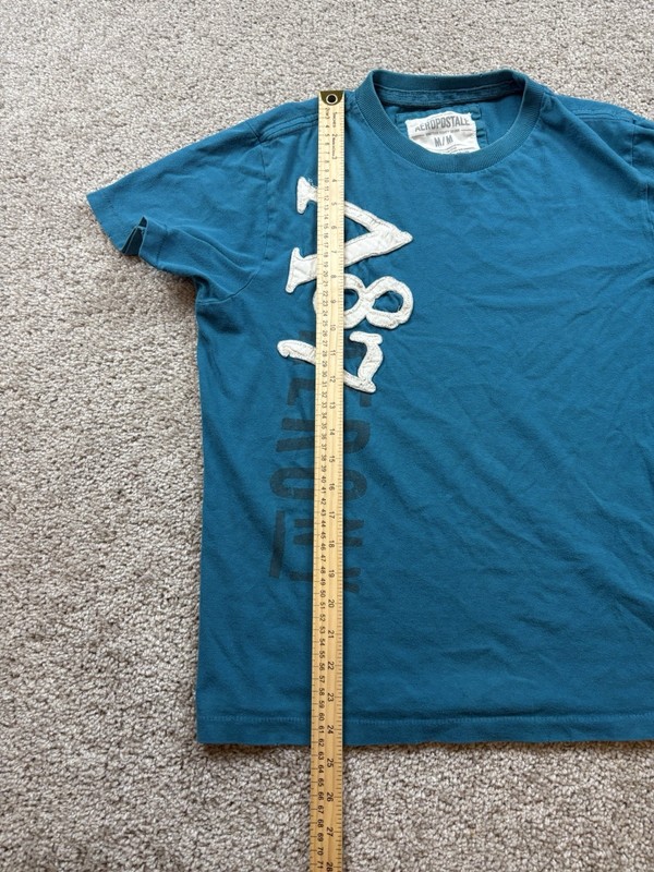 Y2K Aeropostale Mens Shirt Medium Distressed Grunge Single Stitch Skater Blue gallery