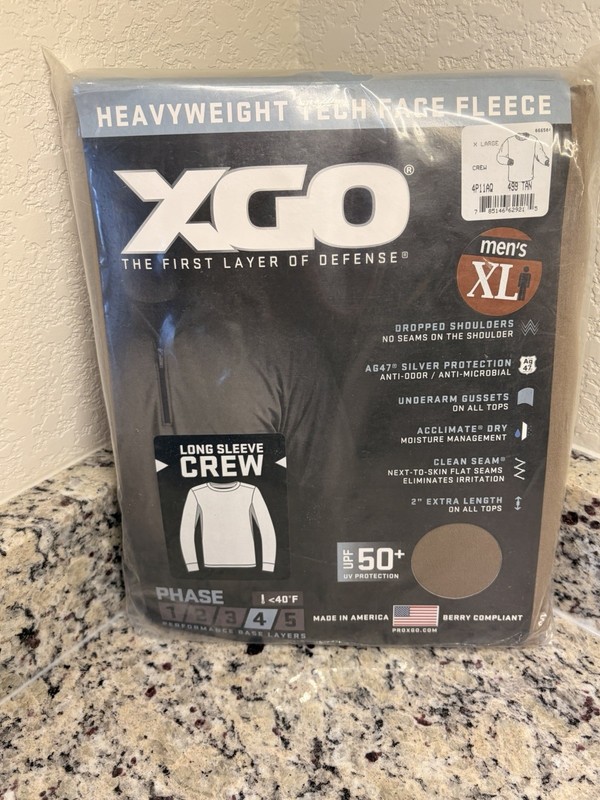 XGO heavyweight Long Sleeve Crew phase 4 Tan 499 size XL MEN