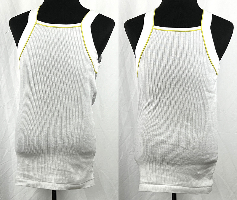 Lot of 2 2(x)ist White & Yellow Ringer Square Neck Tank Top Shirt Cotton XL