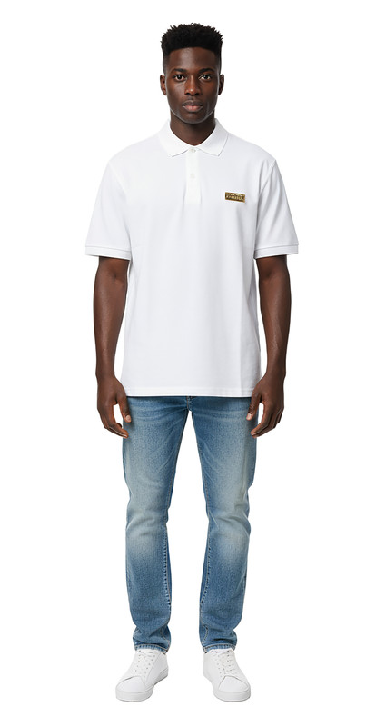 Versace Jeans Couture White Mens Polo Shirt With Metal Logo Detail-XXXL