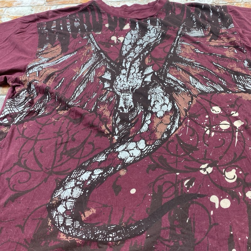 Request Shirt Adult Extra Large Red Y2K Dragon Vintage Graphic Tee Mens gallery