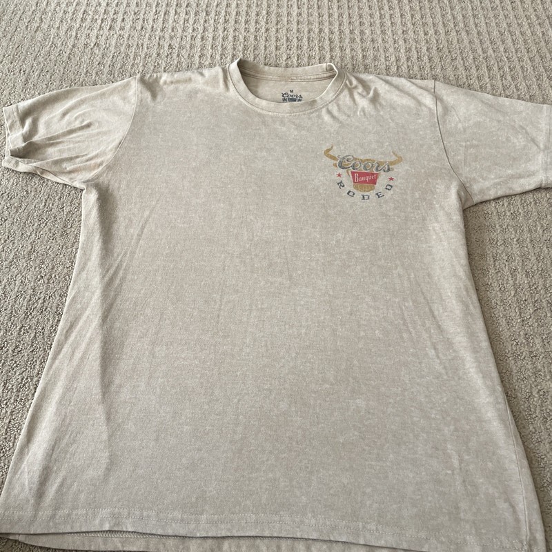 Coors Banquet Rodeo Mineral Wash Natural Beige T-Shirt Multi-color Men’s Size M