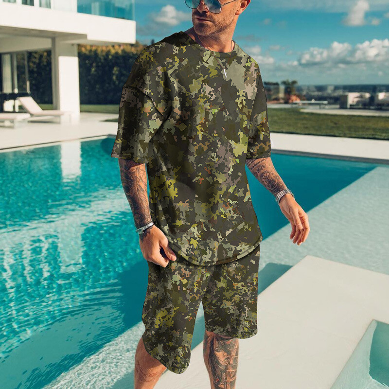 Mens Summer Short Sleeve T-Shirts and Shorts Sweatsuit Set Outfit 2-Piece Set gallery