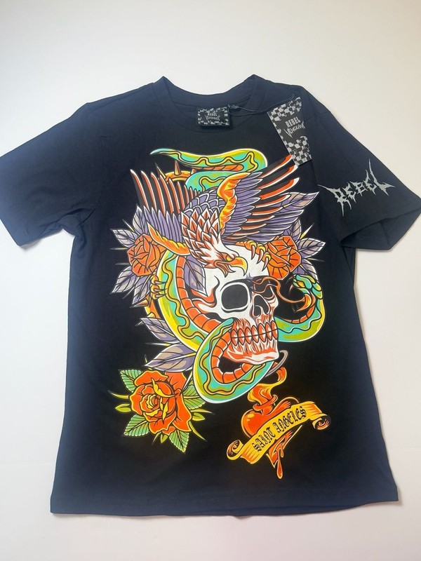 Rebel Vengeance Saint Angeles Skull Eagle Snake Graphic T-Shirt Men’s Size S N gallery