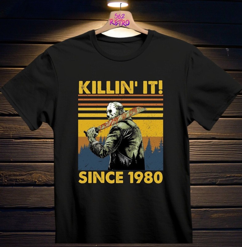 Killin It Since 1980 Jason Voorhees Friday the 13Th Horror T-Shirt Black S-3XL