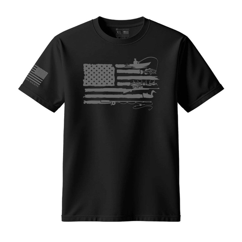 Fishing Hunting American Flag Cotton T-Shirt, Gift for Dad gallery