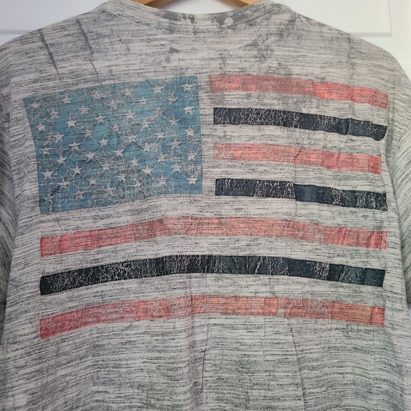 Affliction Freedom Defender Flag Foil T Shirt Sz XL Grey Red Blue Patriotic gallery