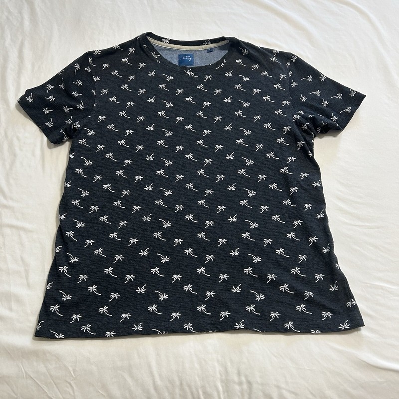 Essex Crossing Mens T Shirt Palm Tree Pattern Black Short Sleeve Size Large L