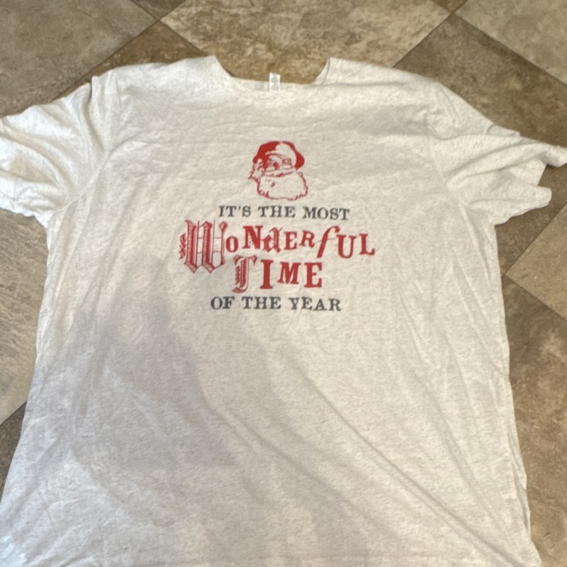 Port & Company Men’s 2XL Christmas Santa Claus Graphic T-Shirt White Jersey