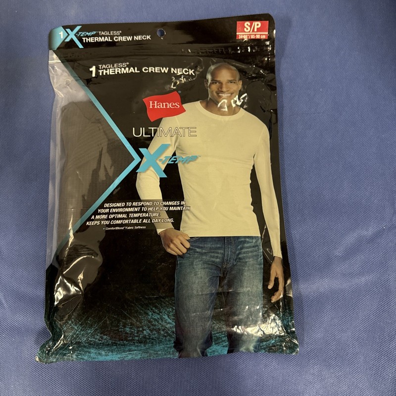 Hanes Ultimate X-Temp Thermal Crew Neck Long Sleeve Tagless Size S, Black