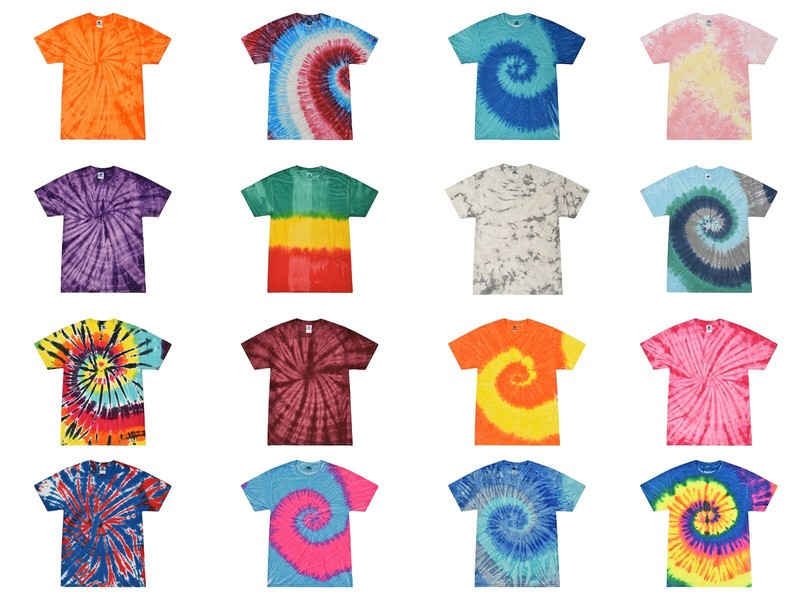 Tie Dye T-Shirts Multi-Color Kids & Adult 100% Cotton Colortone