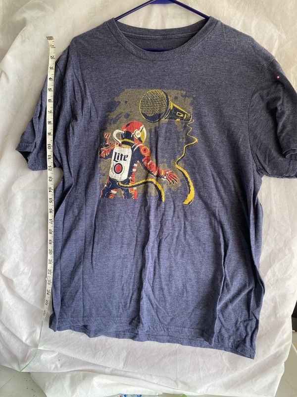 Miller Lite Astronaut Shirt Mens Large Blue Graphic Beer Space Microphone Tee L