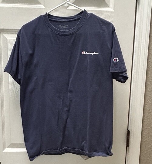Champion Men’s Classic Short Sleeve Tee T-Shirt Script Logo Navy Size Medium