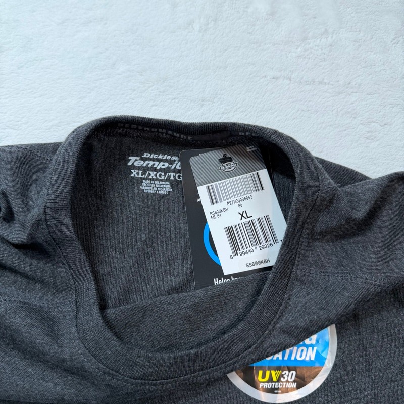 Dickies Performance Tee Mens XL Charcoal New Temp-iQ Cooling Pocket T-Shirt gallery