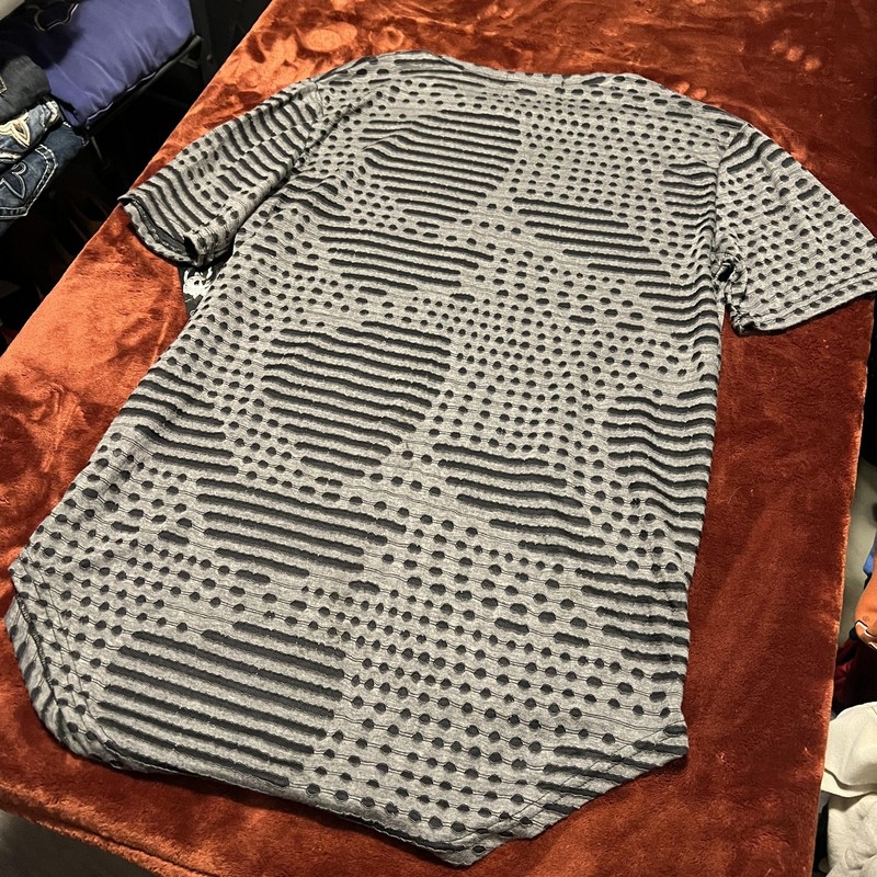 Mecca Mens Large Gray Black 3D Textured Pattern Short Sleeve Modern T-shirt NWT gallery